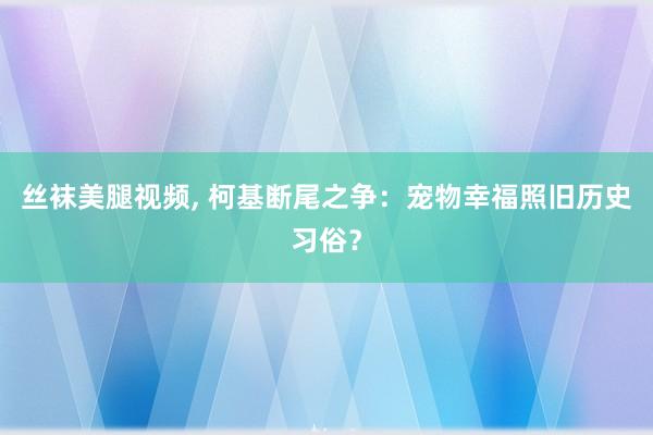 丝袜美腿视频， 柯基断尾之争：宠物幸福照旧历史习俗？