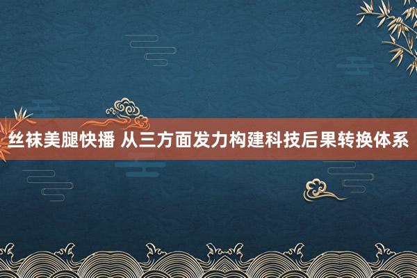 丝袜美腿快播 从三方面发力构建科技后果转换体系