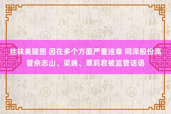 丝袜美腿图 因在多个方面严重违章 同泽股份高管佘志山、梁巍、覃莉君被监管话语