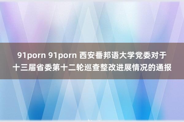 91porn 91porn 西安番邦语大学党委对于十三届省委第十二轮巡查整改进展情况的通报