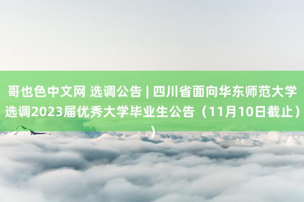 哥也色中文网 选调公告 | 四川省面向华东师范大学选调2023届优秀大学毕业生公告（11月10日截止）