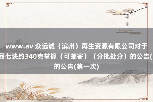 www.av 众远诚（滨州）再生资源有限公司对于金属成品七块约340克掌握（可邮寄）（分批处分）的公告(第一次)